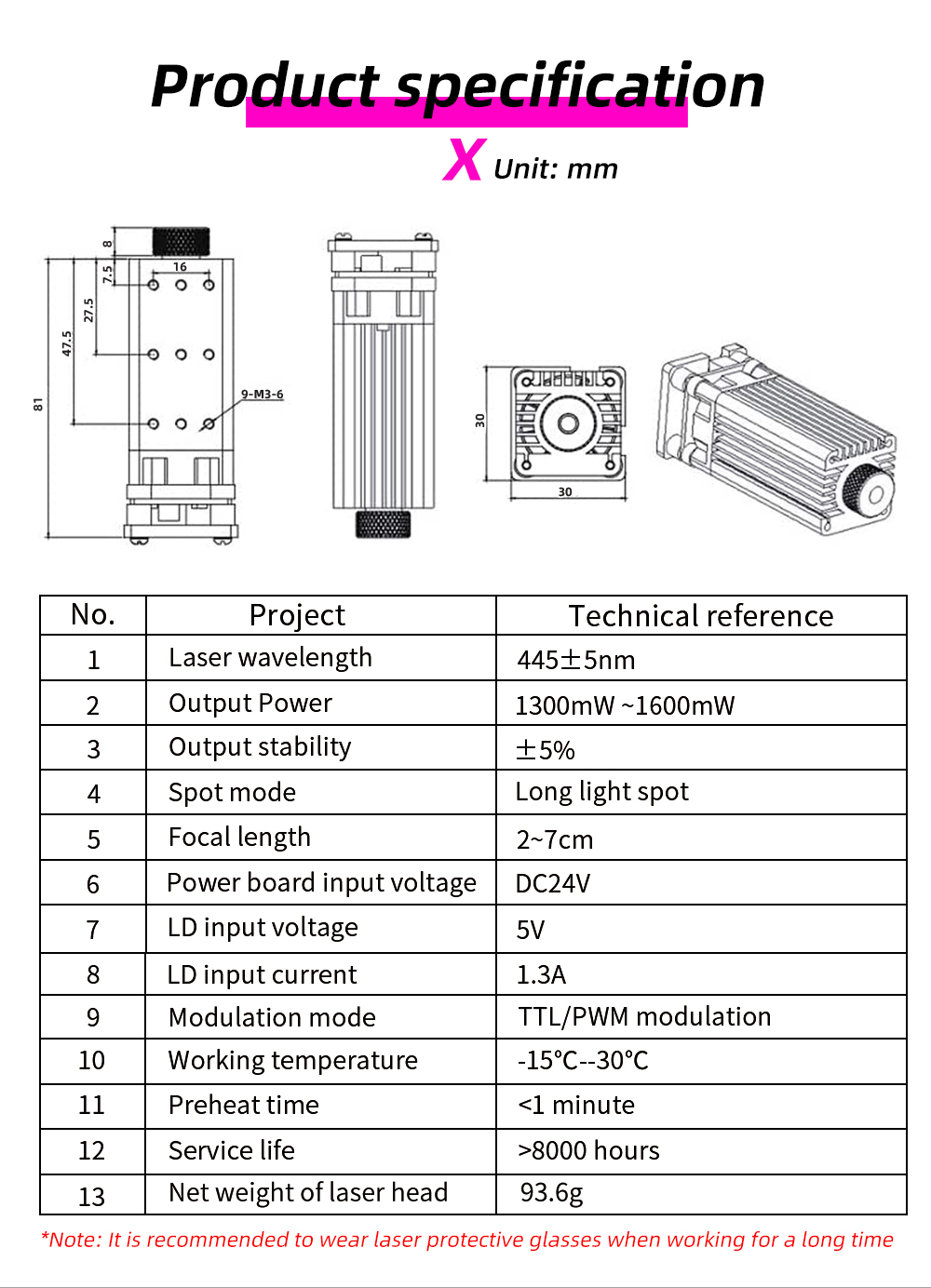 Kingroon-24V-445nm-Lasergravur-Modul-Kopf-Blau-Violett-Licht-Einstellbarer-Laserkopf-fuumlr-3D-Druck-1976561-2